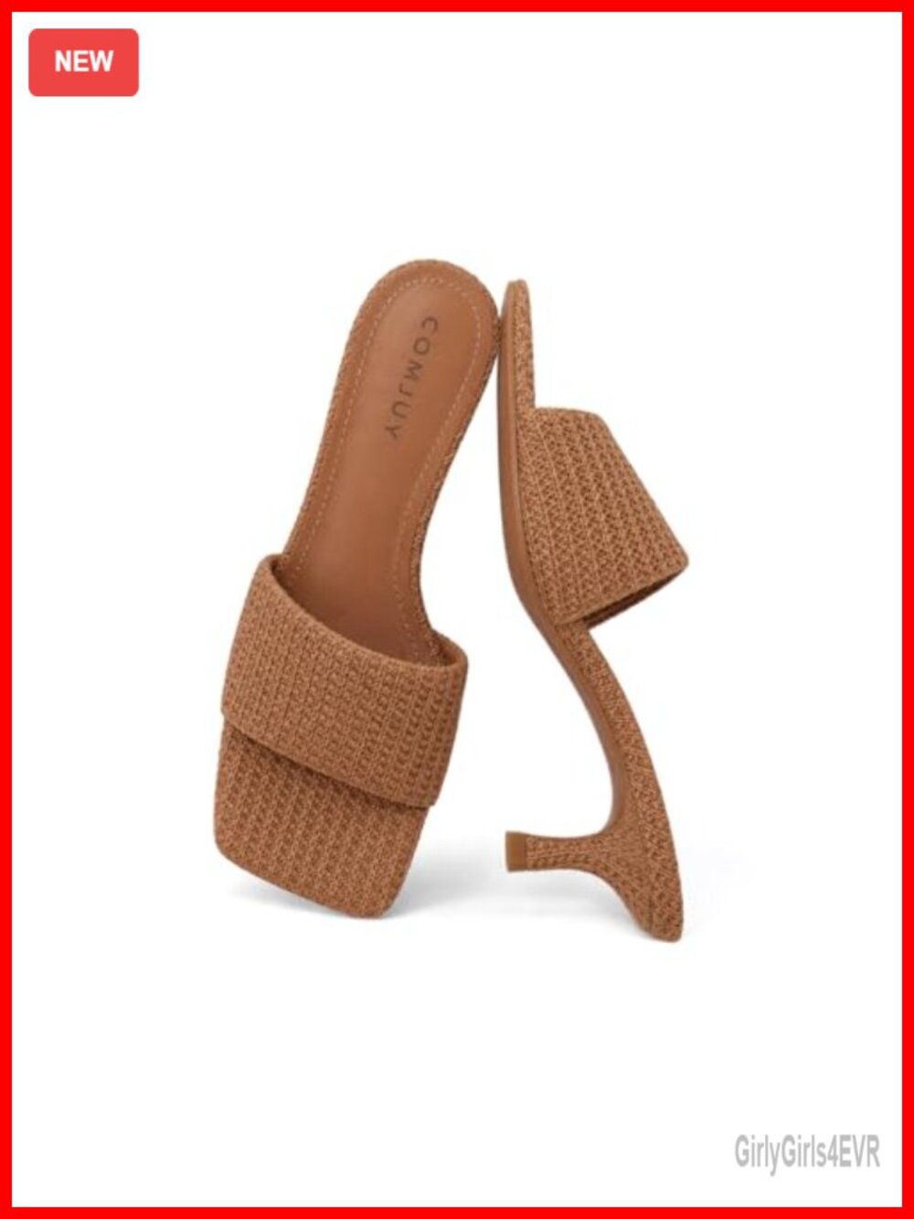 Women's Raffia Kitten Heel Sandals Comfortable Slip On Woven